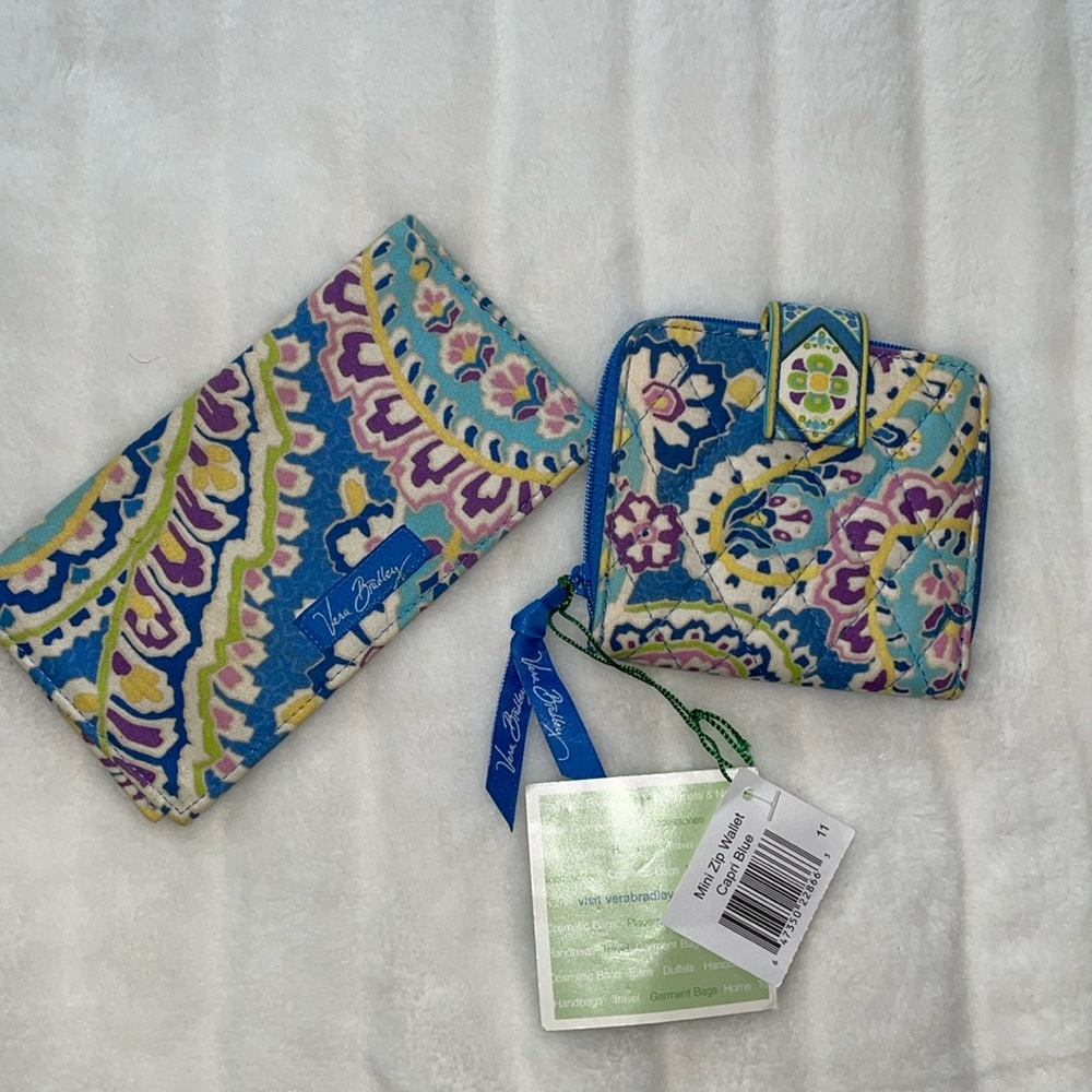 Vera Bradley Capri Blue mini zip wallet. New with tags  Checkbook cover